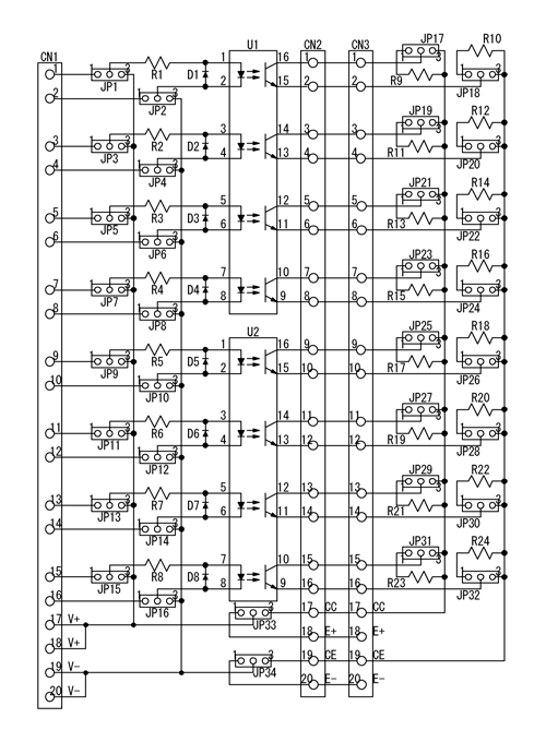 絶縁型汎用インタフェースボード回路図